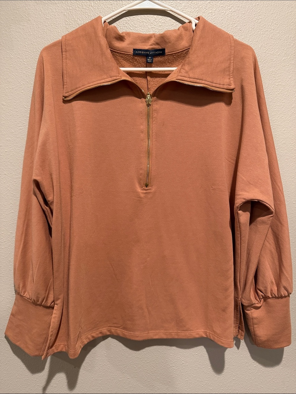Adrienne Vittadadini Quarter-Zip Pullover in Terracotta Size: Medium